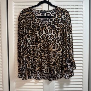Karen Kane Brown and Black Leopard Print Blouse